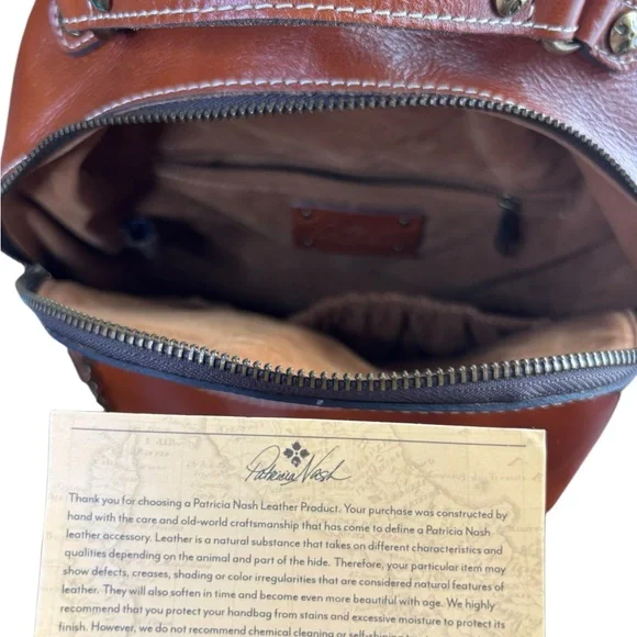 Patricia Nash P55001 Tan Leather Backpack Vintage Style - Picture 8 of 9